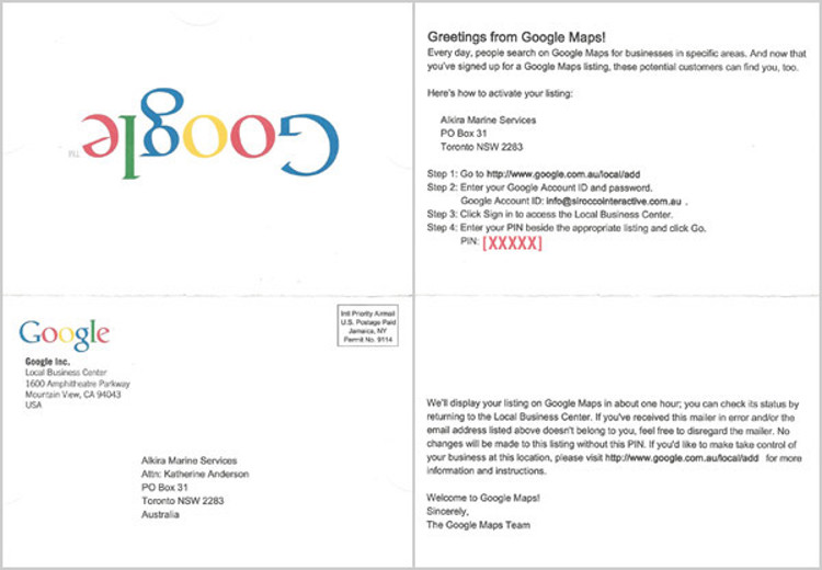 What does the Google My Business Postcard look like?